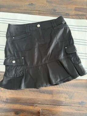 White House Black Market Black Cargo Flounce Mini Skirt